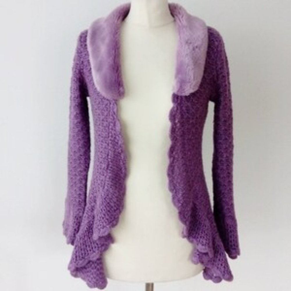 Unique knitted crochet cardigan.